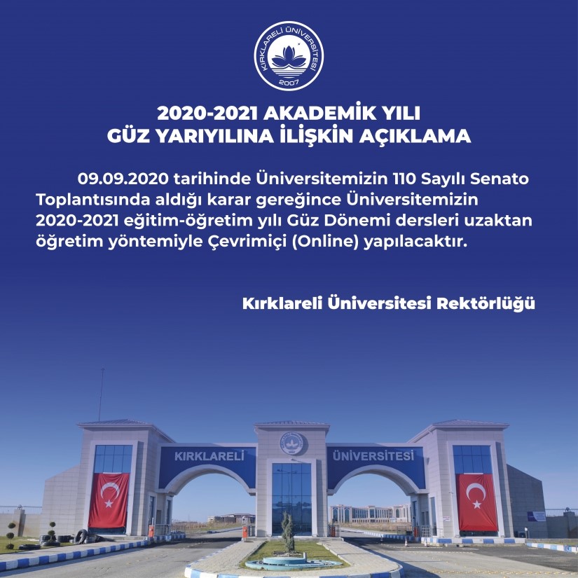 Kırklareli Üniversitesi’nden Uzaktan Eğitim Kararı!